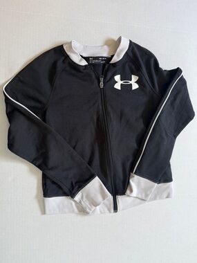 Under Armour Black Track Jacket with White Trim & Logo, 1299933